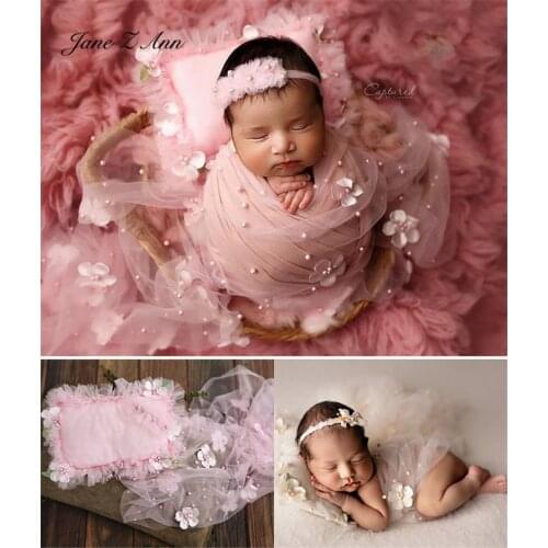Fairy 3D Flower Pearl Mesh Wrap 50x170cm Background Cloth 150x170cm Pillow Baby Photo Newborn Photography Props