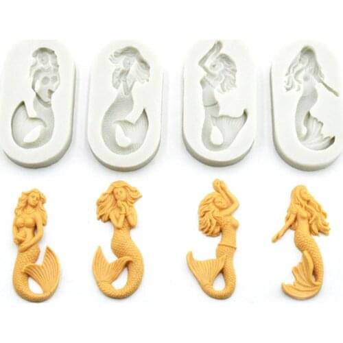 4 Styles New Mermaid Silicone Cake Mold Fishtail Chocolate Fondant Mould Birthday Wedding Decoration DIY Tools K789