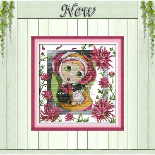 The embroidery hobby girl paintings counted printed on canvas DMC 14CT 11CT Chinese Cross Stitch Needlework Sets Embroidery kits