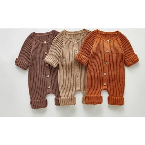 2021 Baby Clothing Brief Style Toddler Boys Jumpsuits Infant Girls Knitwear Single Breasted Baby Outerwear