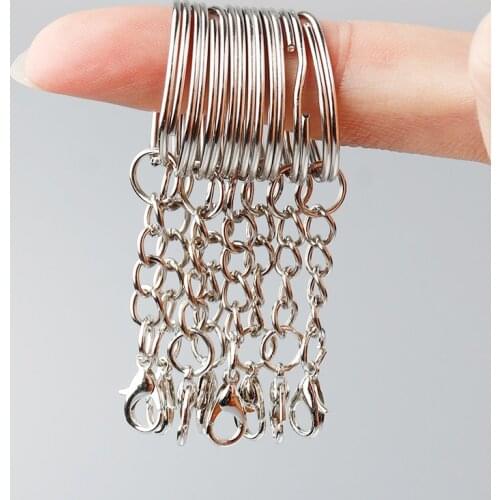10pcs/lot 25mm Round Key Ring keychain With With Lobster Clasps Long Round Split Keyrings Key Chain Keychain For Jewelry Making