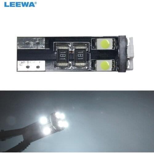 LEEWA 20pcs Car DC12V~14.5V 6000~6500K White 8SMD 3528 T10 Wedge Lens LED Light Bulb With CANbus Error free Light #CA4244