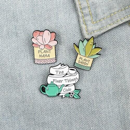 Better things Club potted plants Enamel Brooch Succulent cactus aloe Lapel Pin Daddy mama jewelry gifts Badges brooches
