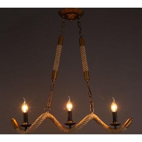 Loft Rope Chandelier Kitchen Dining room Bedroom Wave Chandelier Industrial Retro Edison Lamp lustres de teto