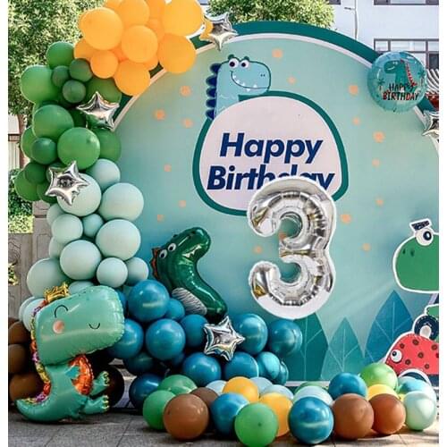 Cute Dinosaur Foil Balloon Baby Shower Supply Jungle Party Birthday Party Decorations Natural Theme Cartoon Green Latex Balloons