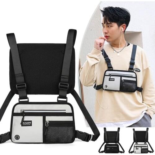 Fashion Tactical Pack Men Sports Chest Rig Pouch Reflective Stripe Travel Phone Pouch Anti-Theft Chest Bag Boy Belt Waist Pack