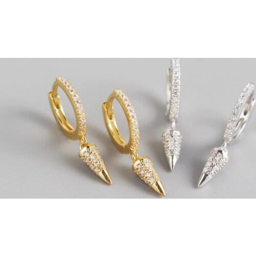 925 Sterling Silver Cubic Zircon Piercing Rivets Stud Earrings For Women Girls Pendientes Wedding Jewelley eh929