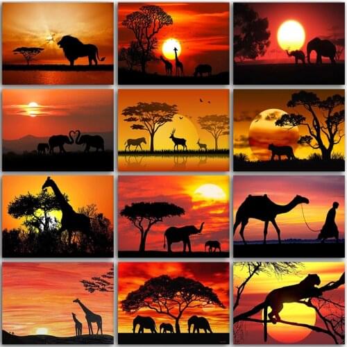 5D DIY Diamond Painting Kit Paint animal lion Sunset landscape Full Square&Round embroidery mosaic Cross stitch home decor sale