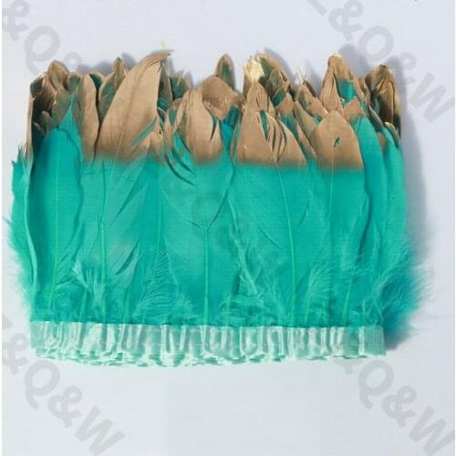 Natural hole green goose feather spray gold head made of 2 meters cloth edge DIY costume skirt skirt net red wall decoration