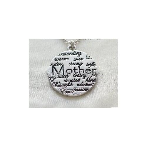 2014 new Mother silver pendant Mother Understanding Warm Wise Strong Loving Engrave Necklace Wholesale Jewelry