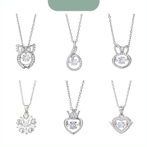 HIYONG Beating Heart Necklace,Sterling Silver Women Moving Heart Necklace Zircon Love Heart Necklaces Sublimation Dropshipping