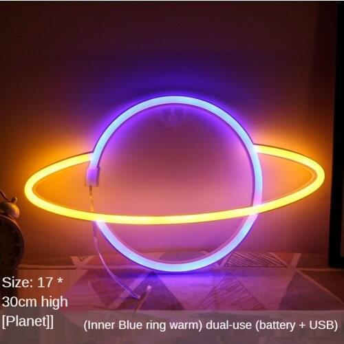 Planet Neon Sign Moon Cloud Lightning Wall Hanging Lights Xmas Party Holiday Art Decor for Home Childrens Room Night Lamps