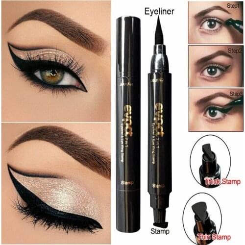 New Waterproof Double Head Black Wing Eyeliner Seal Shape Pencil Cosmetic Makeup Tool Maquiagem Cat Eye Eyeliner Stamp