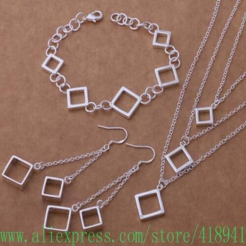 Silver Plated Jewelry Sets Bracelet 057 + Necklace 536 + Earring 006 /edcamuja beeajvla AS182
