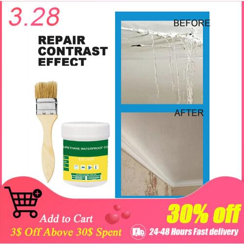 Transparent Polyurethane Waterproof Coating Roof Mighty Sealant Paste Repair Broken Surfaces With Brush for Home House Bathroom