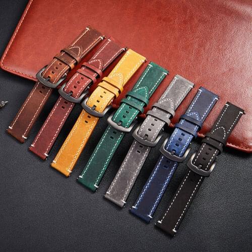 Vintage Genuine Leather Watchbands Quick Release Men Watch Straps 18mm 20mm 22mm 24mm Replace Strap Watch Accessories