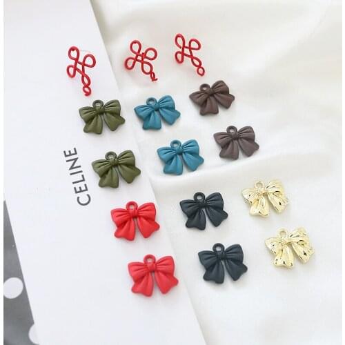10pcs 2020 Fashion Elegant Earrings Simple Cute Female Lady bowknot pendant red Chinese knot diy jewelry material accessories