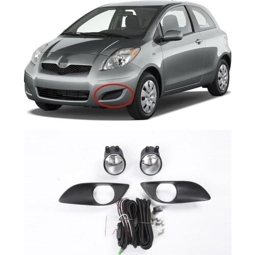 For Toyota Yaris Hatchback 2009 2010 2011 2012 LED Fog Light Cover Wire Harness Auto Halogen Fog Lamp Front Bumper Headlight