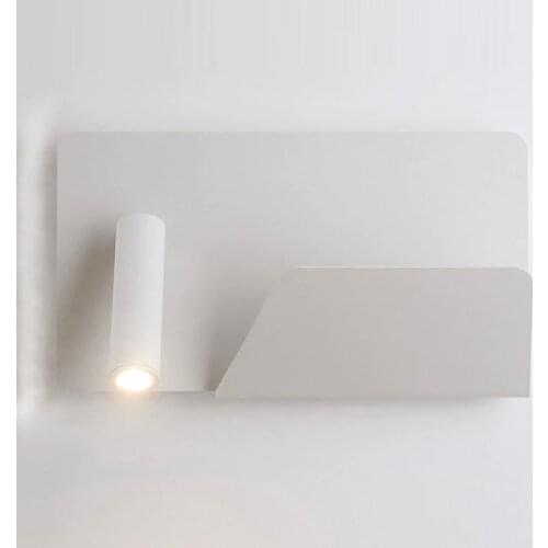 LED Wall Lamp 3W Reading 90° Move 350° Rotation Stylish Bedside Lamp Exquisite Storage Shelf USB Charging Interface
