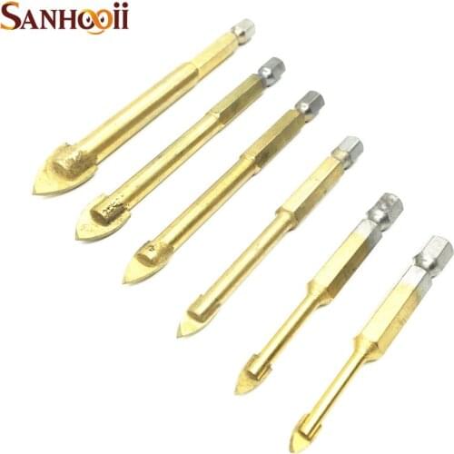 Titanium Coated Ceramic tile Holes Drill Bit 6.35MM Hex Shank Glass Hole Cutter 4/5/6/8/10/12mm Hole Drilling Tool Set