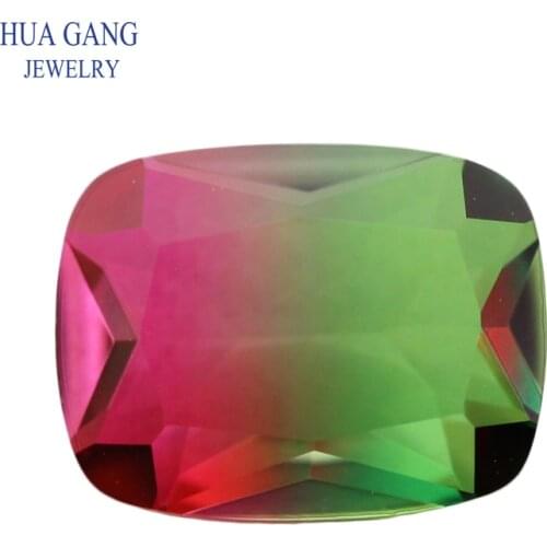 Baguette Shape Watermelon Tourmaline Stone Synthetic Glass Loose beads Size 4x6mm-13x18mm For Jewelry Making Free Shipping
