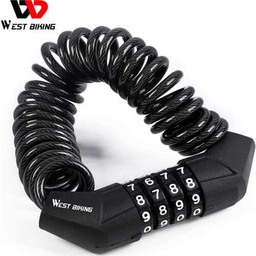 WEST BIKING Bicycle Lock 4 Digits Password Mini Helmet Bag Lock Anti-theft Helmet Lock Motorcycle Scooter Bicycle Accessories