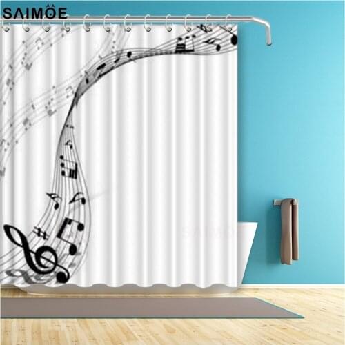 3D Musical Note Beach Shower Curtain Bathroom Waterproof Polyester Printing Curtains for Bathroom Decor Shower