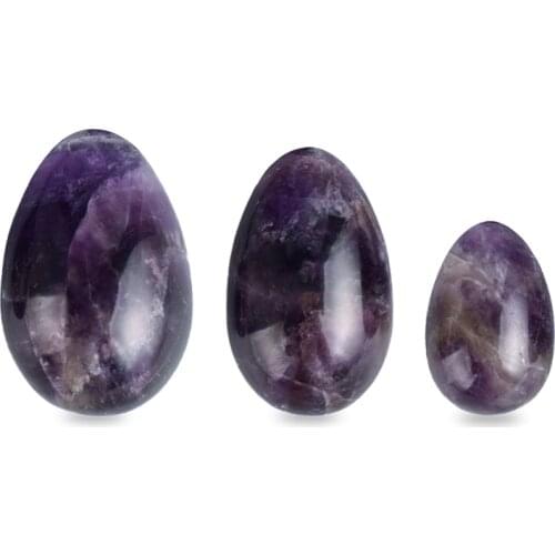 3 PCS Undrilled Dark Amethyst Eggs Pelvic Kegel Exercise Vaginal Tightening Yoni Eggs no hole for Women Health Care