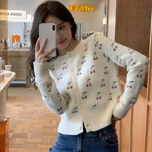 Women Short Cardigan Knitted Sweater Autumn Winter Long Sleeve V neck Jumper Cardigans Casual Streetwear Sweat Pull Femme Coat