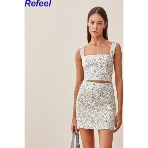 Women summer top floral print camis elastic back zipper short crop top slim tank top femme vestidos