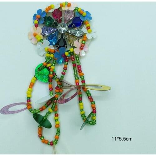 1pc rhinestone beaded patches for clothing DIY Sew on tassel patch sequins Embroidery applique parche ropa