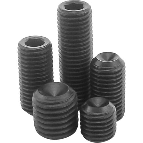10pcs M6 M8 Grub Screw Plain Cup Point Socket Set Screw Black Grade 12.9 Hexagon
