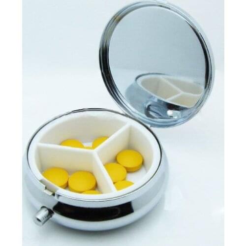 10pcs Metal Pill Boxes Round Medicine Organizer DIY copper & silver