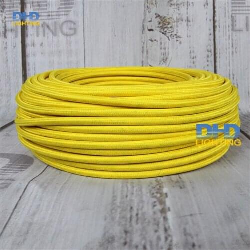 100meters 2*0.75mm2 Yellow textile vintage cable fabric uncut wire power cord Electric Wire Lamp Cord