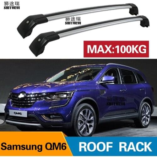 2Pcs Roof bars For RENAULT Samsung QM6, 5-dr SUV, 17- Aluminum Alloy Side Bars Cross Rails Roof Rack Luggage CUV SUV