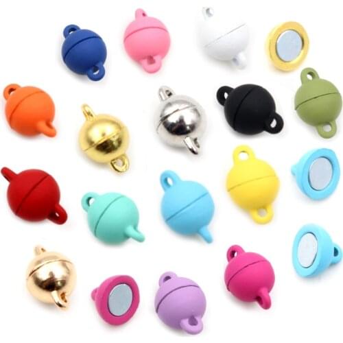 5 Sets Round/Heart Shaped Magnetic Connected Clasps Beads Charms End Caps for DIY Couple Bracelet Necklace Making