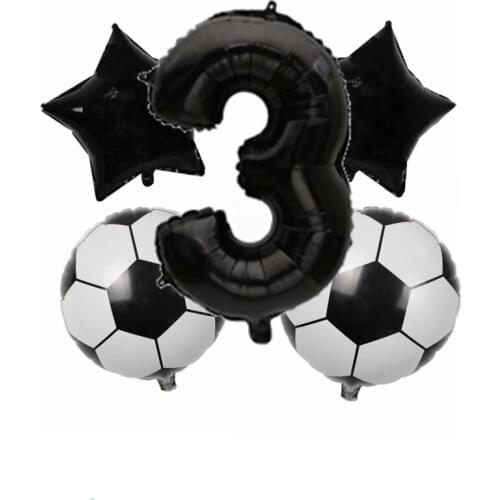 5pcs 32inch Black Digital Football Balloon Package Childrens Birthday Sport Theme Party Decoration Foil Ball Suit