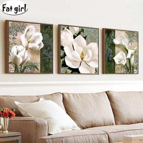 Tulips Flower triple landscape diamond embroidery full square round diamond painting cross stitch rhinestone mosaic handmade kit