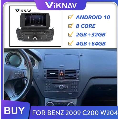 2 din android 10 car radio for Mercedes-Benz C200 W204 2009 screen car multimedia player GPS navigation auto stereo receiver