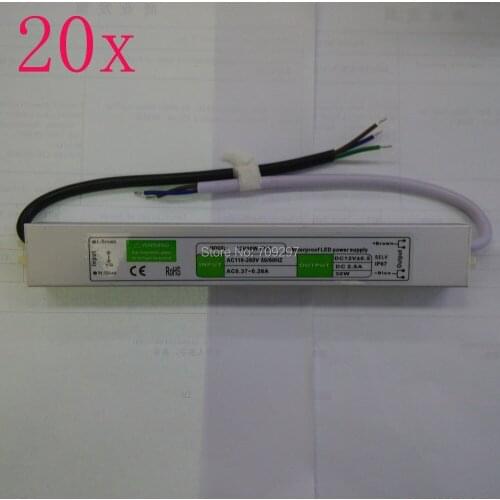 FREE DHL/CDEK, 20pcs/lot DC12V 30W LED power driver for DC12V LED light,Input 110V~260V IP67 waterproof power supply transformer