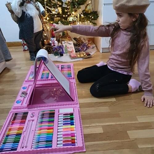 Large Drawing Set Colored Pencil Crayon Watercolors Pens With Drawing Board Children Coloring Drawing Set Toy Kid Gifts
