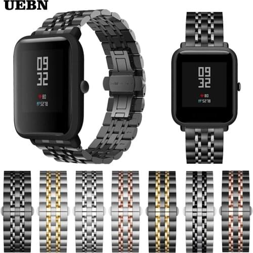 UEBN Metal Stainless Steel Strap for xiaomi Huami Amazfit Bip Bracelet for Amazfit Bip S GTS GTR 42mm 47mm watchBands