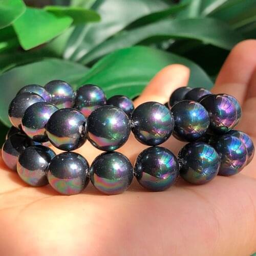 High Quality Natural Shell Beads Black Rainbow Imitation Pearl Loose Spacer Beads For Jewelry Making Diy Woman Bracelet Necklace