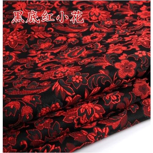 Black red flower Brocade Fabric Damask Jacquard Apparel Costume Upholstery Furnishing Curtain Material cushion fabric 75cm*50cm