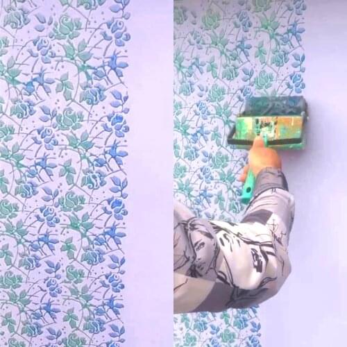 Flower Wall Decoration Patterned Paint Rollers 5" Rubber Brush Roller Painting Tools Reusable Machine/Alternative to wallpaper
