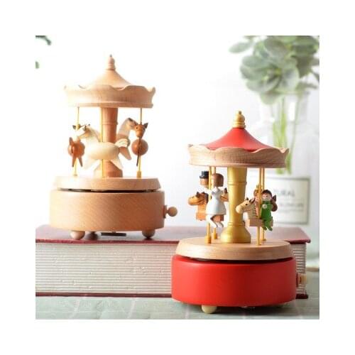 A variety of wooden carousel music box sky city cone top classical music box birthday gift Valentines Day gift friend