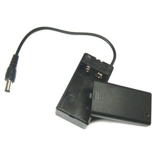 9V PP3 Battery Holder Box Case Wire Lead ON/OFF Switch Cover + DC 2.1mm Plug
