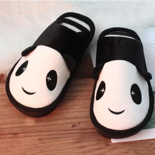 Black Off White Panda House Couple Slippers Women Men Indoor Bedroom Flat Shoes Winter Casual Warm Platform Home Slides 2020