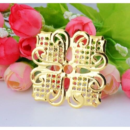 MIAOCHI 30Pcs Gold Tone Filigree Square Flower Wraps Connectors Metal Crafts Gift Decoration DIY 46x46mm J2723