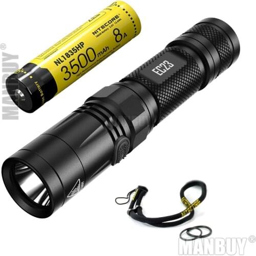 NITECORE 1800 Lms LED Flashlight EC23 + Rechargeable NL1835HP 3500MAH 8A Battery 18650 Waterproof Outdoor Camping Portable Torch